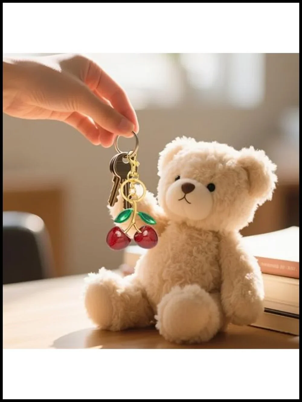 Cherry Keychain Bag Charm Purse Accessory Resin Metal Women Gift